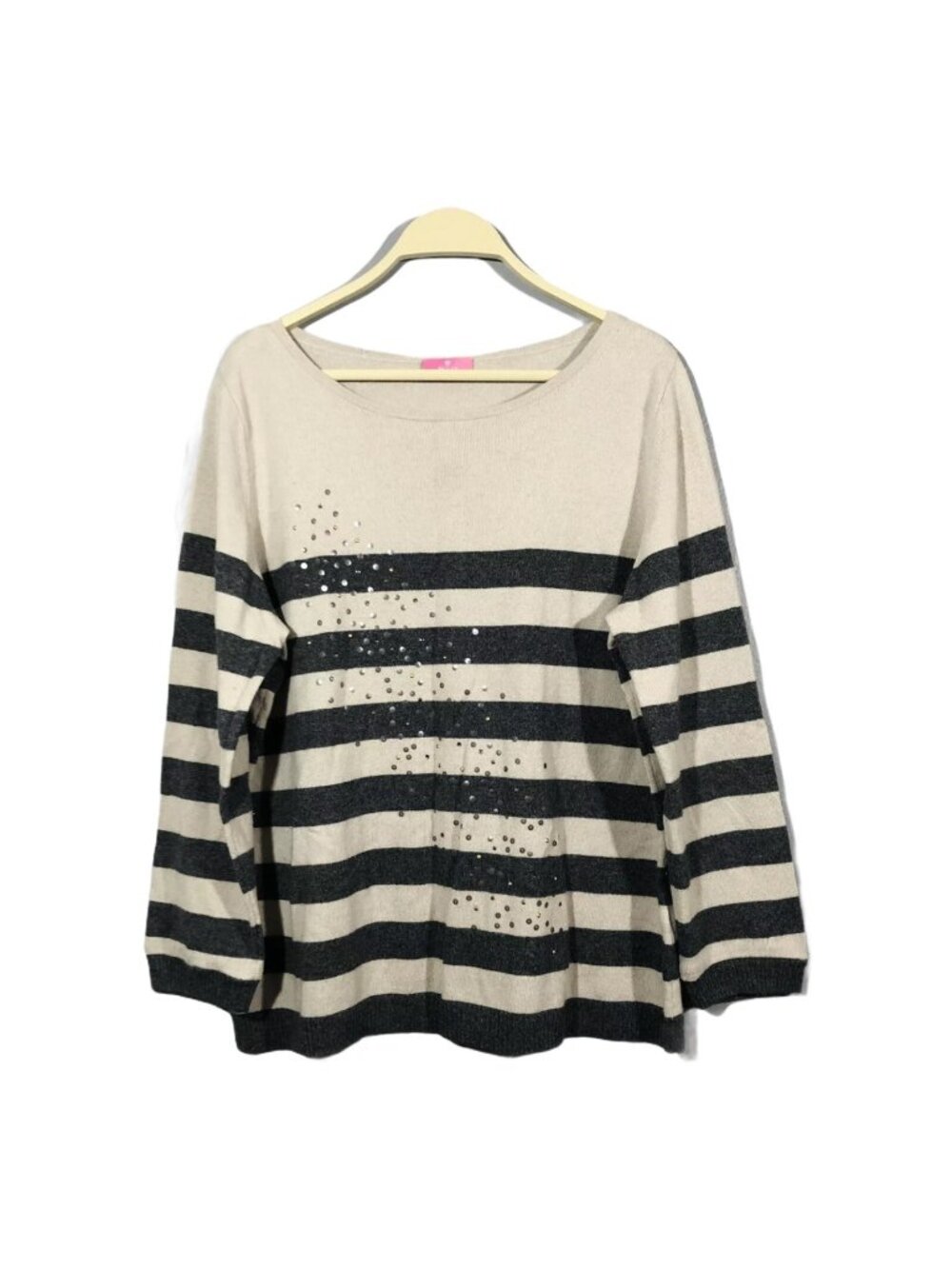 Basler Cashmere Wool Sweater Women Size 42 L Jumper Glittery Colorblock Striped
